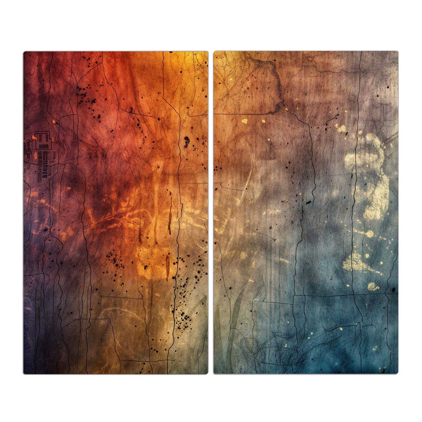 2-teilige Ceranfeld Abdeckungen mit Abstrakte Farbkarte-Motiv in der Frontansicht #grösse_2-Teilig (60x52cm)