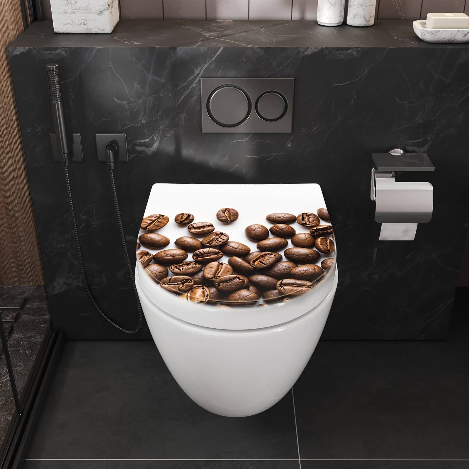 WC-Sitz mit Absenkautomatik Warme Kaffeebohnen