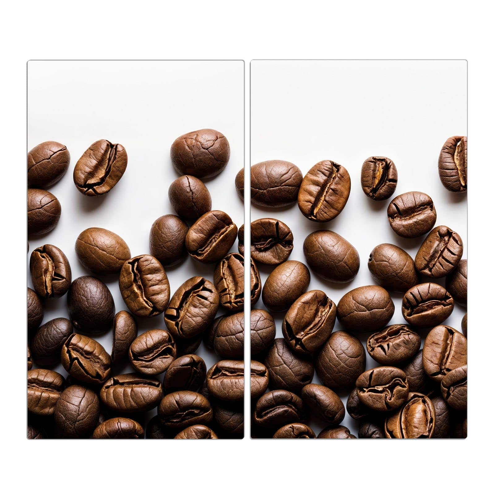 2-teilige Herdabdeckplatten aus Glas mit Warme Kaffeebohnen-Motiv in der Frontansicht