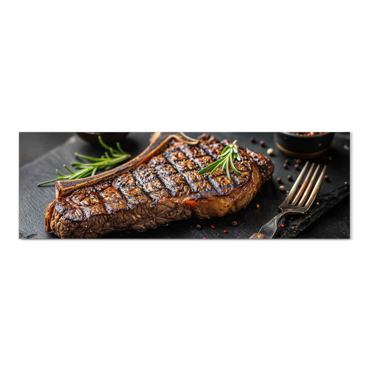 Langlebiger Läufer für Eingangsbereich mit Motiv Gegrilltes Steak in Frontansicht
