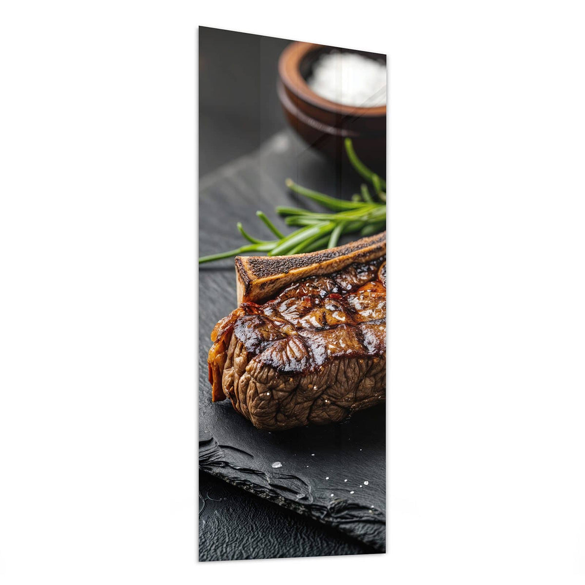Glasbild T-Bone-Steak vom Grill von der Seite, 4 mm Echtglas