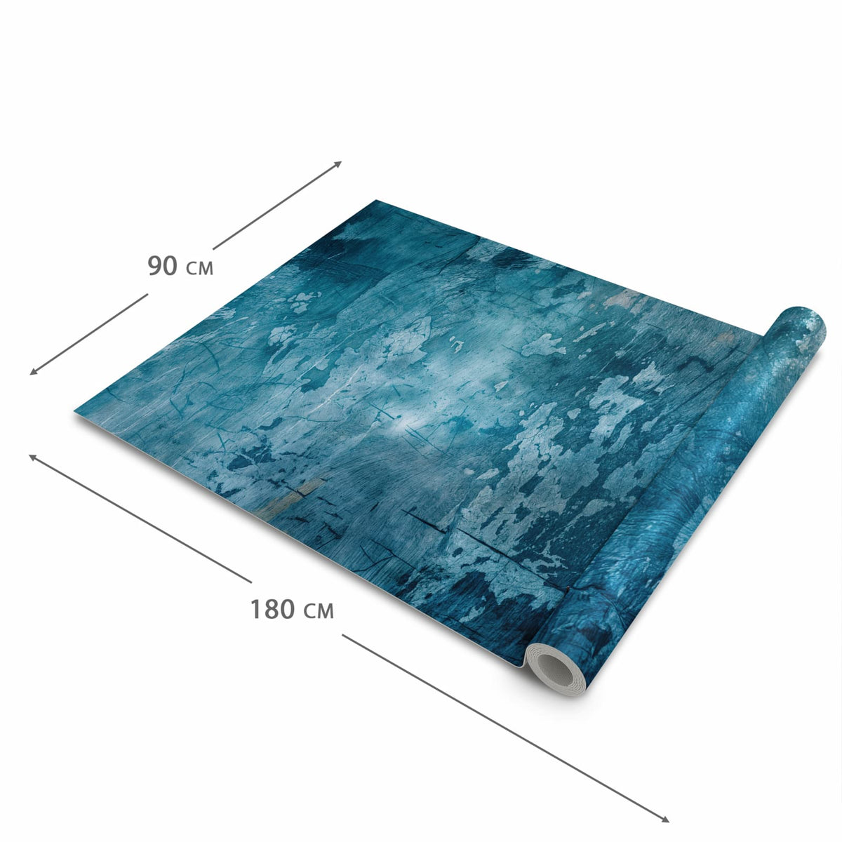 Küchenläufer Abblätterndes Blau zusammengerollt