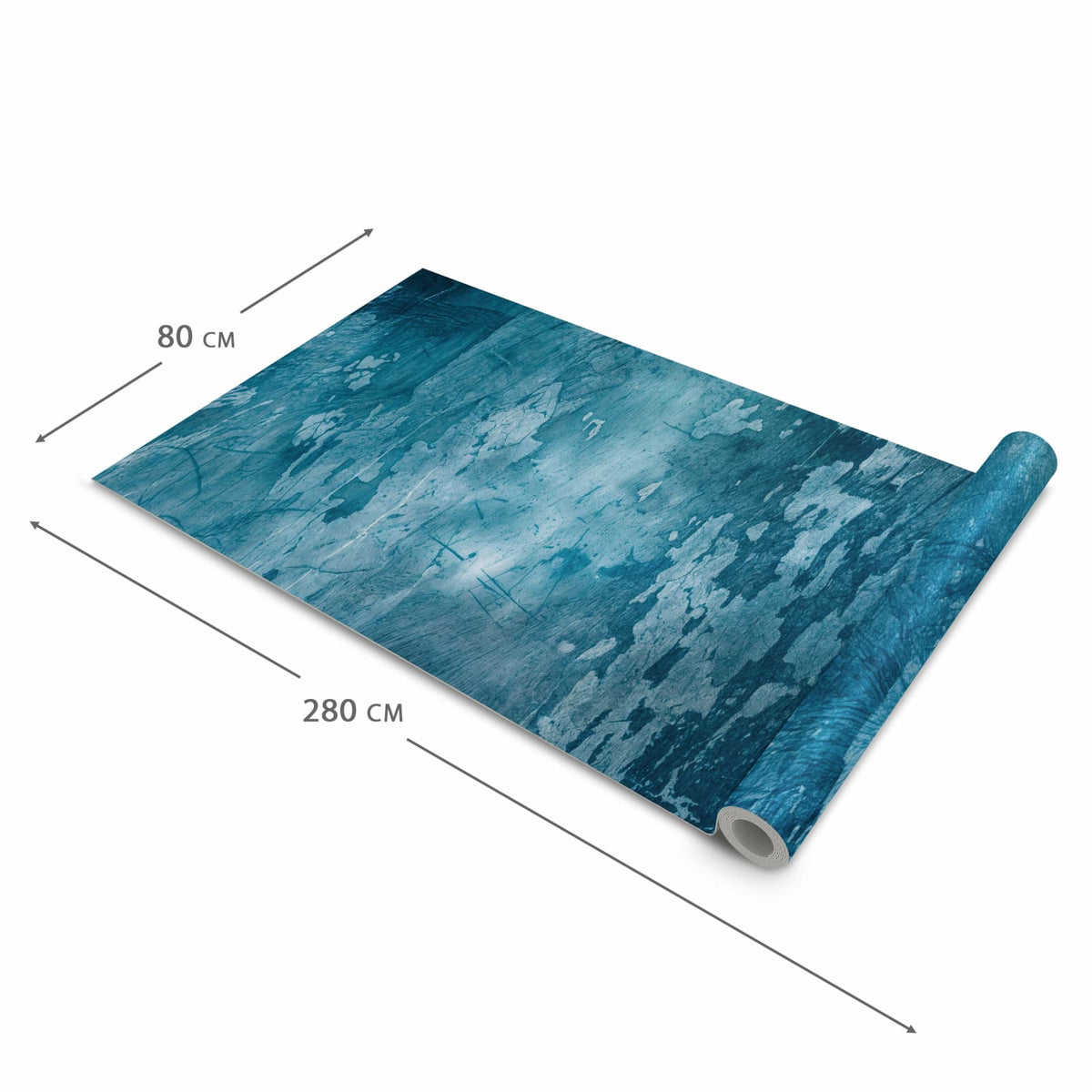 Küchenläufer Abblätterndes Blau zusammengerollt