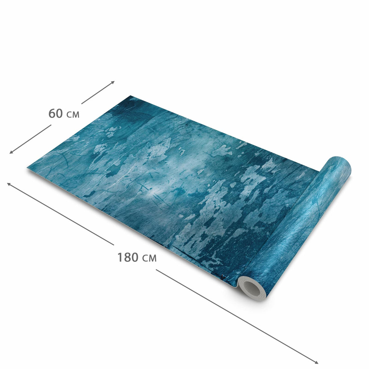 Küchenläufer Abblätterndes Blau zusammengerollt