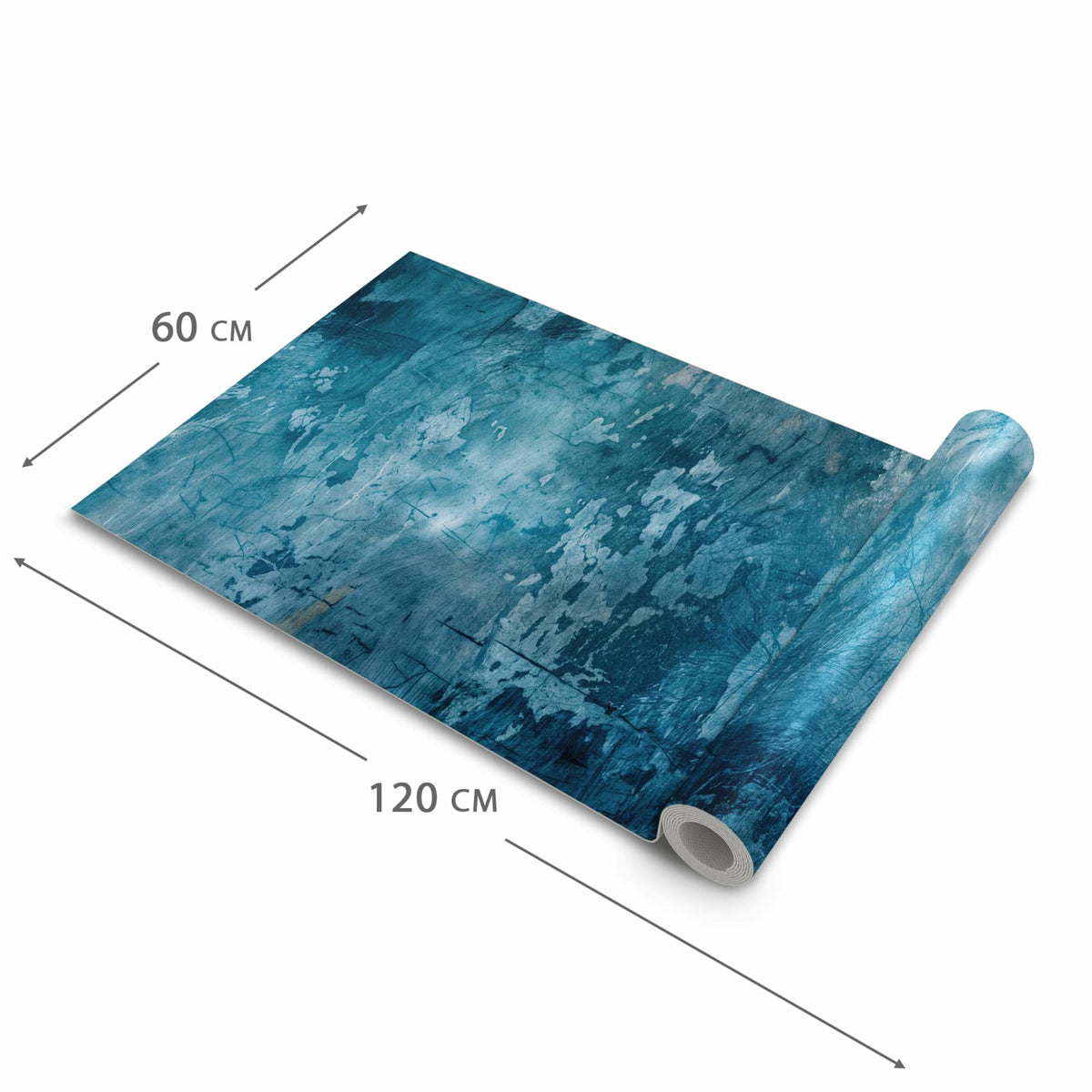 Küchenläufer Abblätterndes Blau zusammengerollt