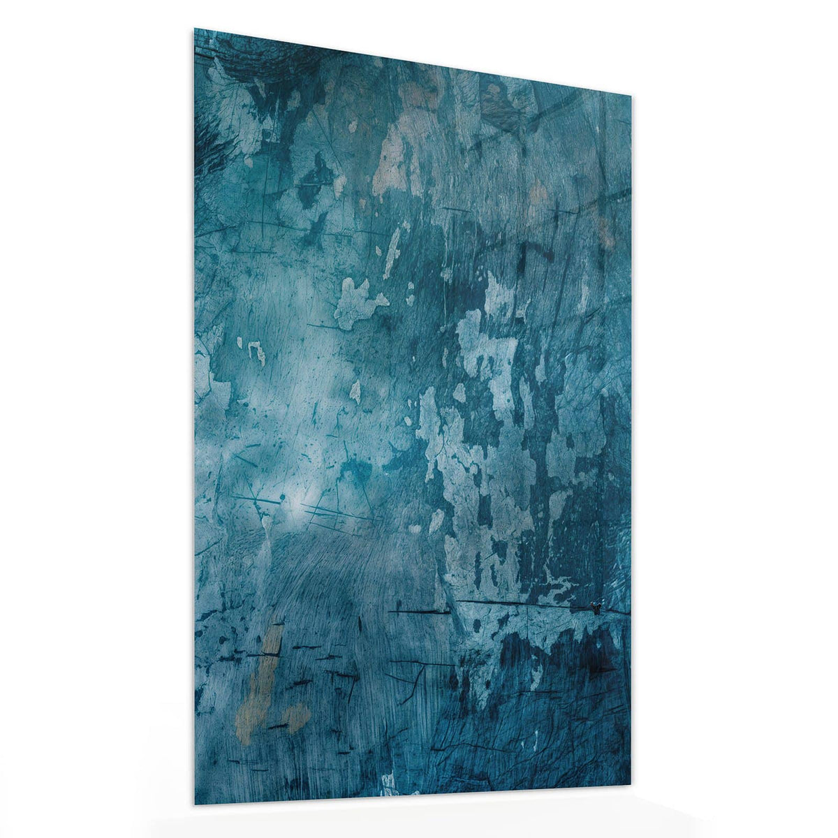 Glasbild Abblätterndes Blau von der Seite, 4 mm Echtglas