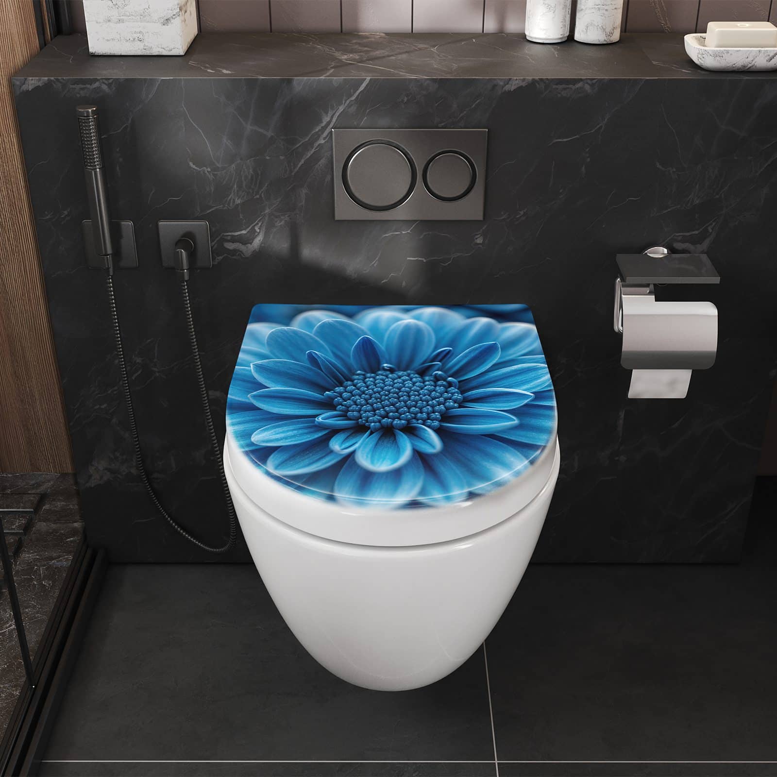 WC-Sitz mit Absenkautomatik Blaue Blume