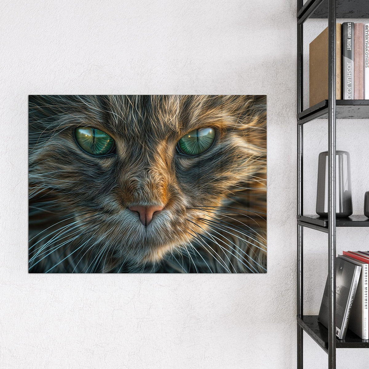 Glas Magnettafel - Getigerte Katze – Katzenporträt mit grünen Augen