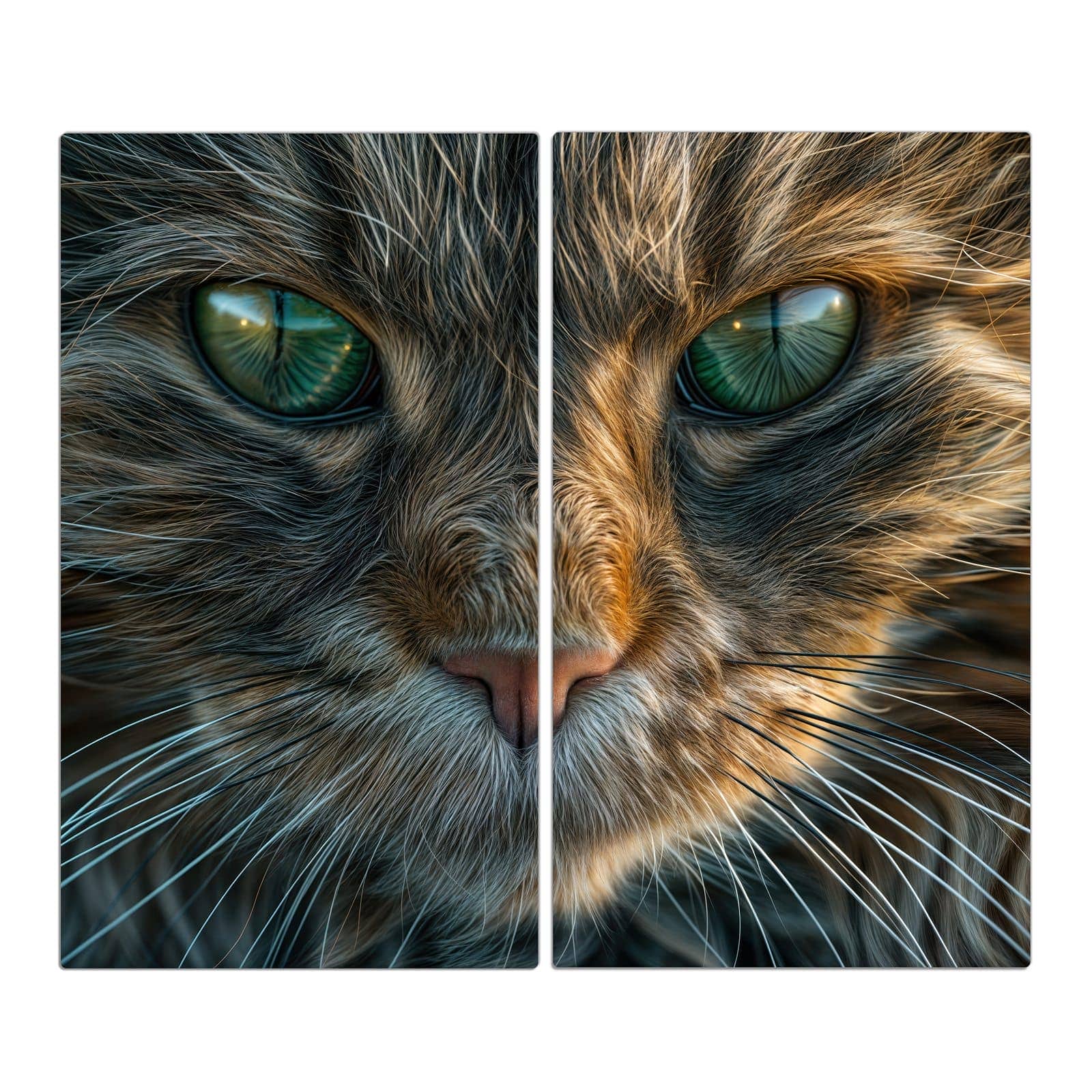 2-teilige Herdplattenabdeckung mit Nahaufnahme & Katze-Motiv in der Frontansicht