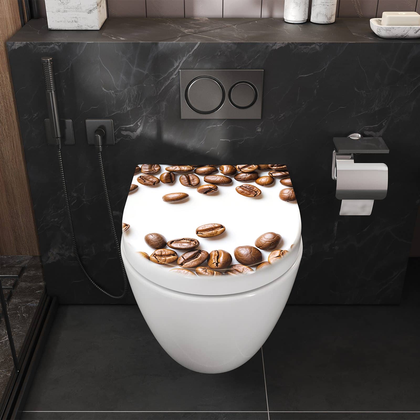 WC-Sitz mit Absenkautomatik Verträumte Kaffeebohnen