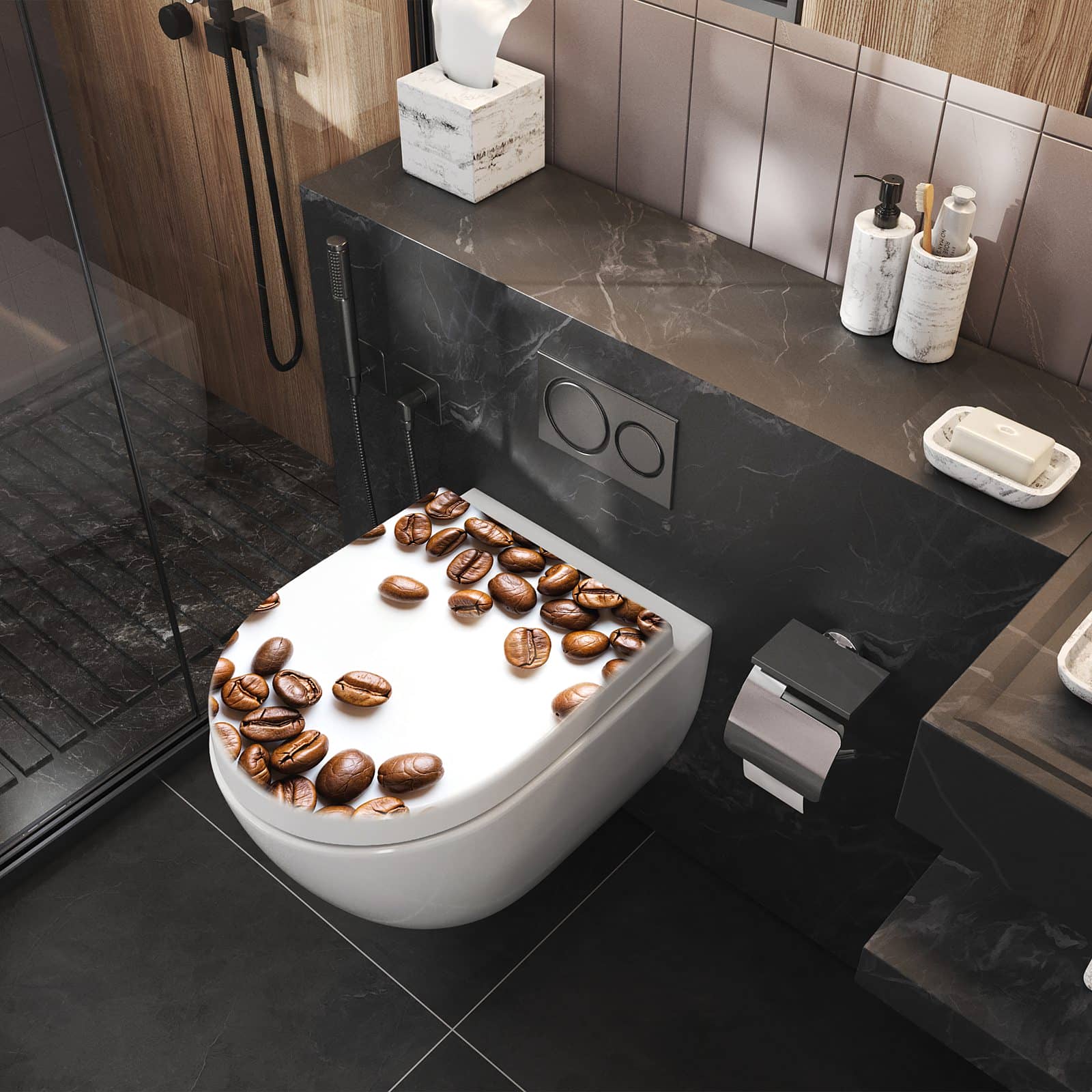 WC-Sitz mit Absenkautomatik Verträumte Kaffeebohnen