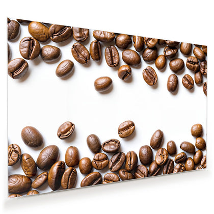 Wandbild mit dem Motiv Kaffeebohnen auf Weiß