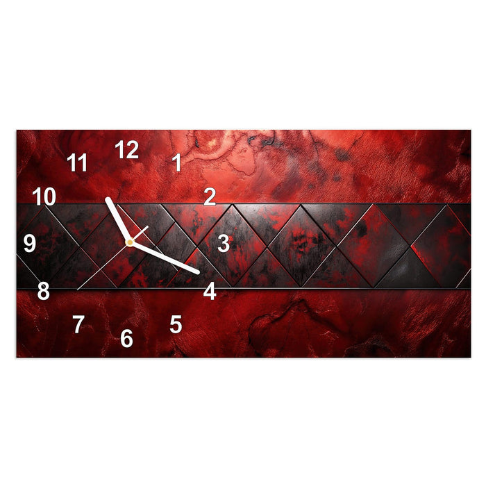 Wanduhr Dunkle Muster Wand aus Glas – Querformat 60 × 30 cm mit Ziffernblatt Modern
