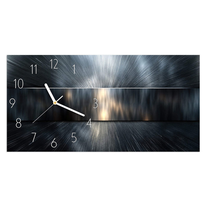 Wanduhr Energieblitz aus Glas – Querformat 60 × 30 cm mit Ziffernblatt Elegant