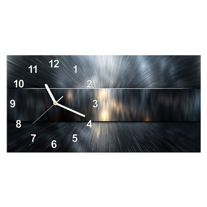 Wanduhr Energieblitz aus Glas – Querformat 60 × 30 cm mit Ziffernblatt Modern