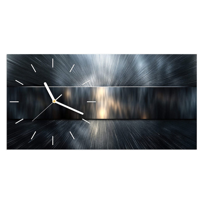 Wanduhr Energieblitz aus Glas – Querformat 60 × 30 cm mit Ziffernblatt Linie
