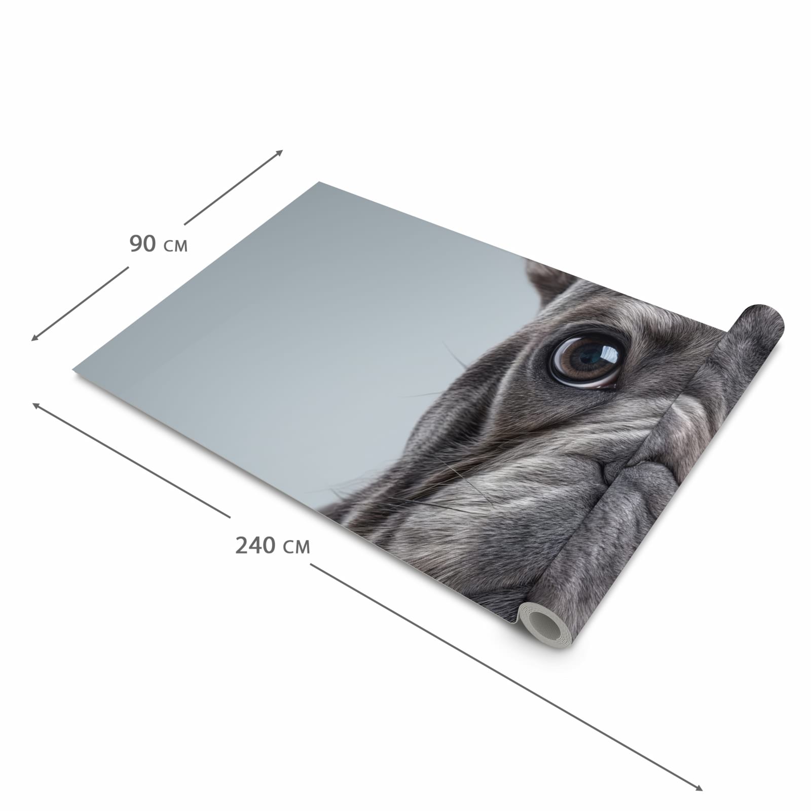 Langlebiger Küchenläufer mit Motiv Französische Bulldogge in der Grösse 90x240 cm