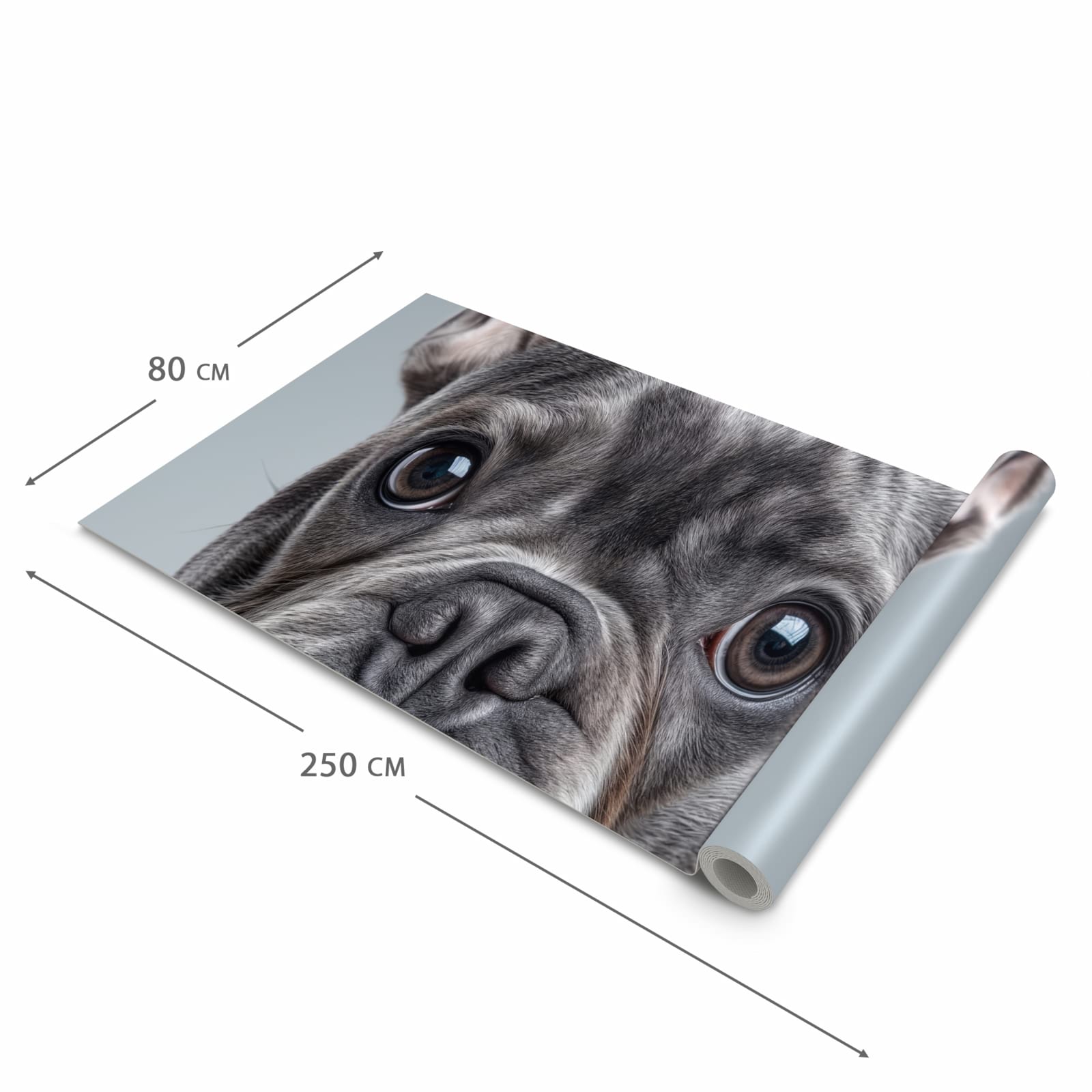 Komfortabler Bodenläufer mit Motiv Französische Bulldogge in der Grösse 90x240 cm