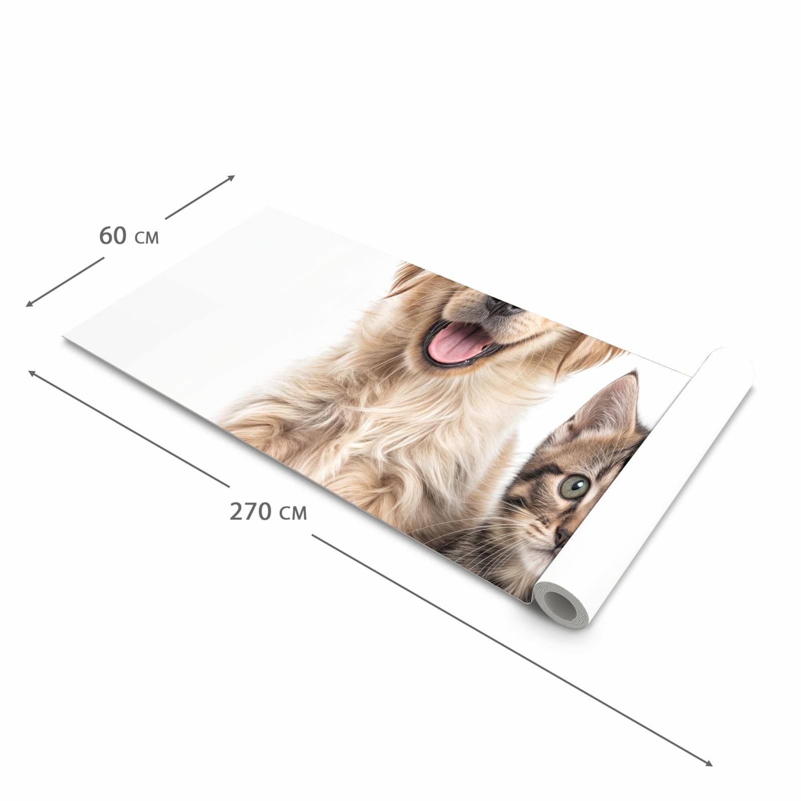 Strapazierfähiger Küchenläufer mit Motiv Katze und Hund in der Grösse 80x280 cm