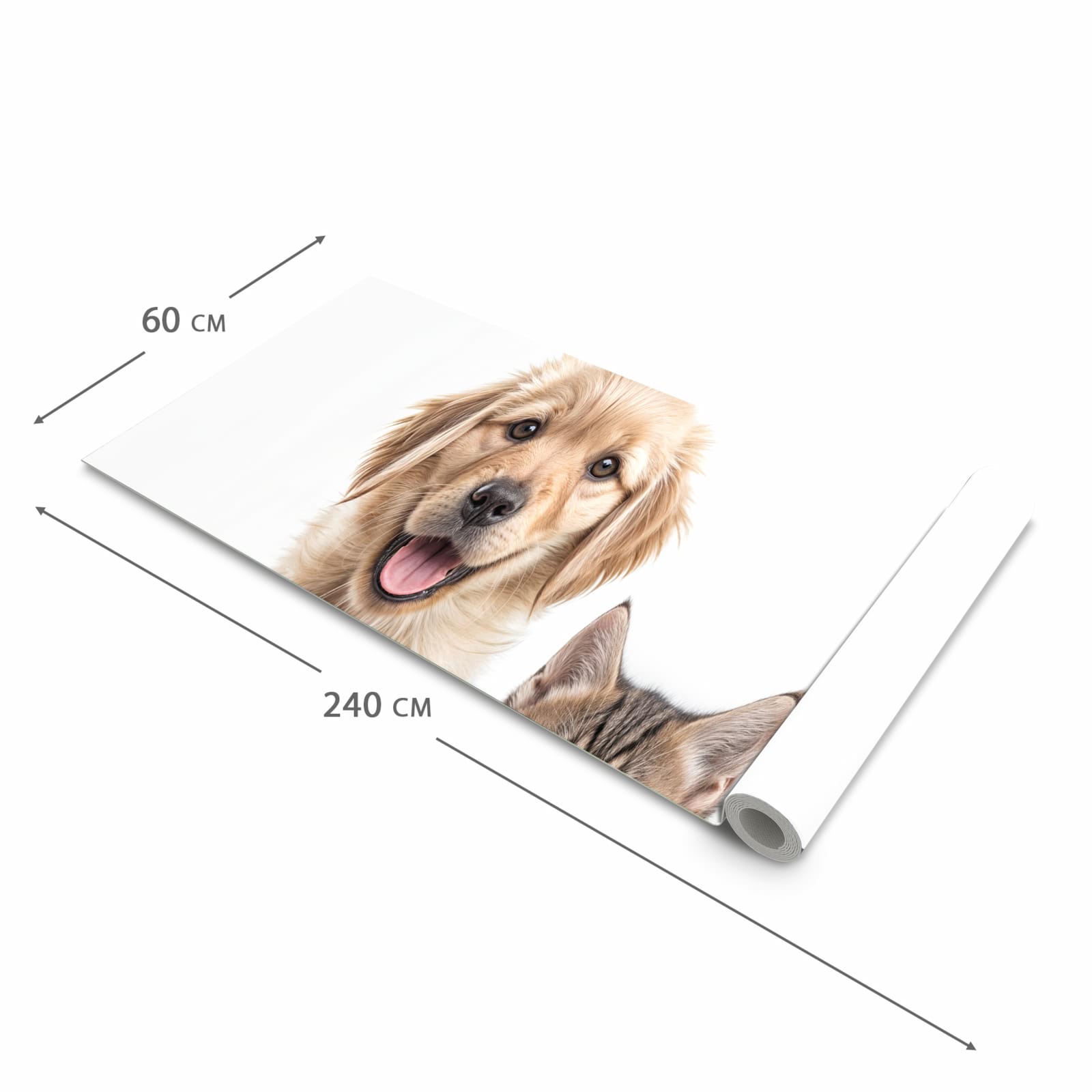 Hygienischer abwaschbarer Küchenteppich mit Motiv Katze und Hund in der Grösse 80x280 cm