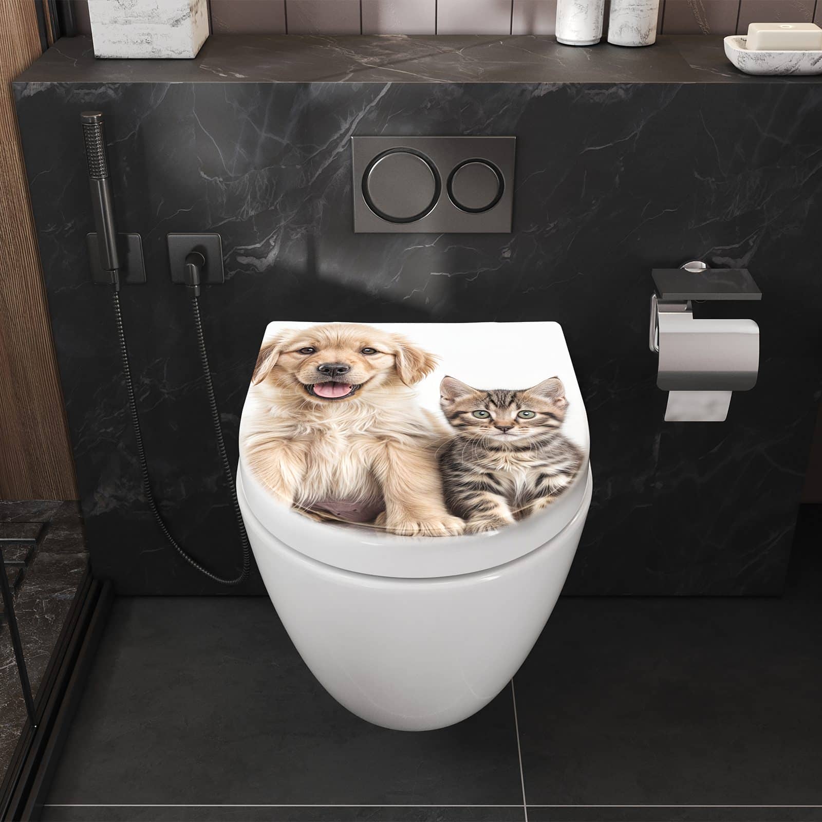 WC-Sitz mit Absenkautomatik Katze und Hund