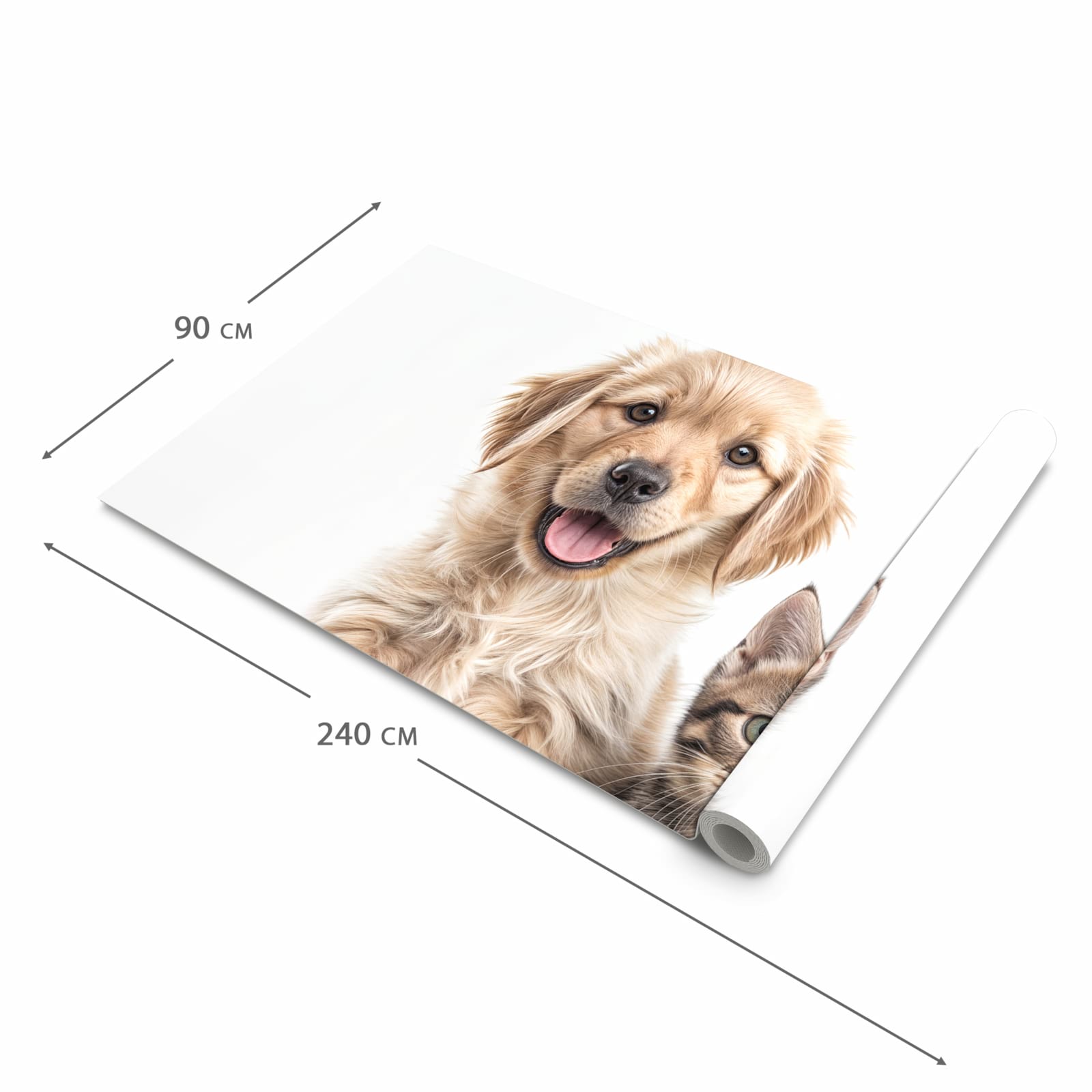 Farbbeständiger Läufer für die Küche mit Motiv Katze und Hund in der Grösse 80x280 cm