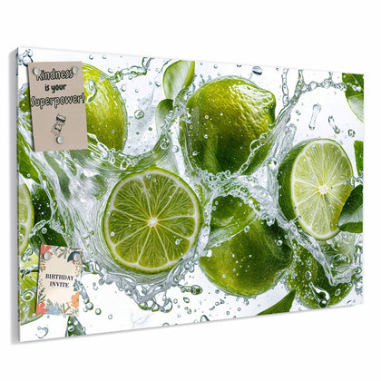 Metall Magnettafel mit dem Motiv Limetten mit Blättern