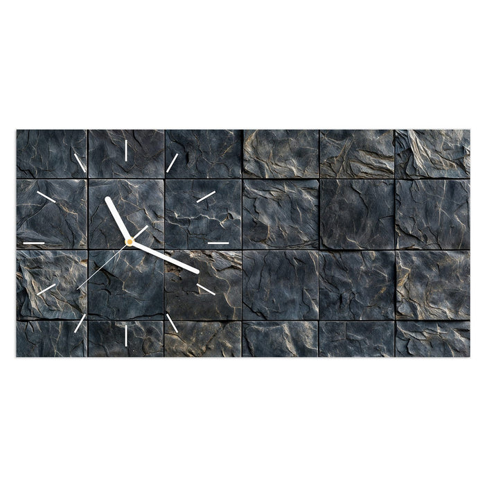 Wanduhr Schieferfliesen aus Glas – Querformat 60 × 30 cm mit Ziffernblatt Linie