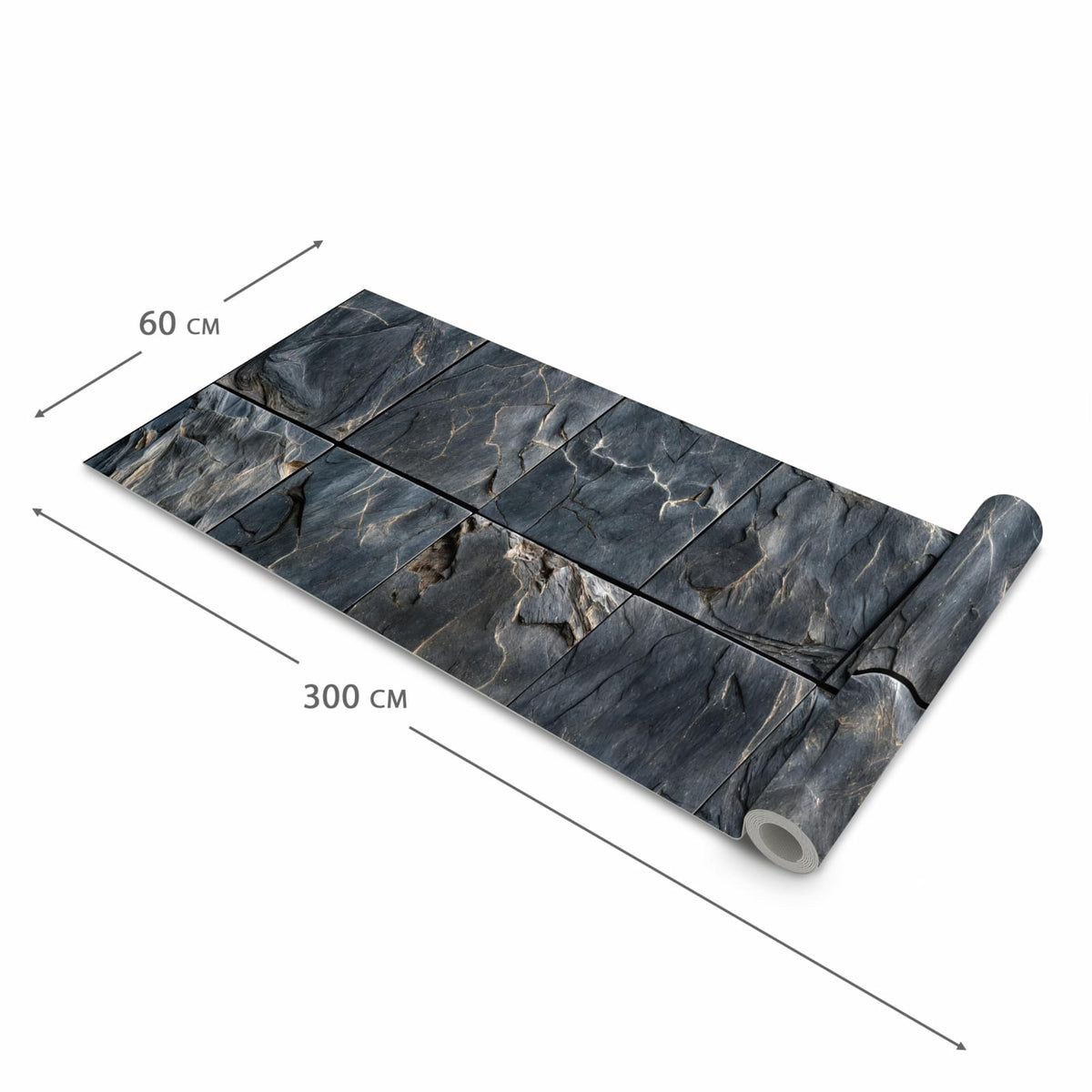 Schmutzabweisender Teppichläufer für die Küche mit Motiv Schieferfliesen in der Grösse 80x250 cm