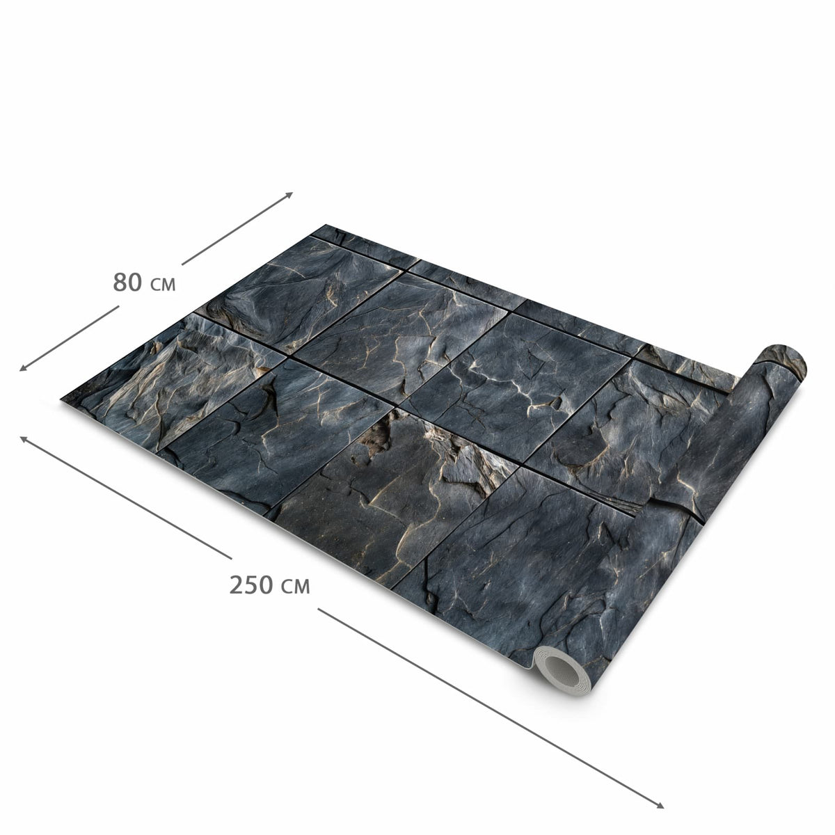 Flacher Küchenläufer mit Motiv Schieferfliesen in der Grösse 80x250 cm für lange Flure