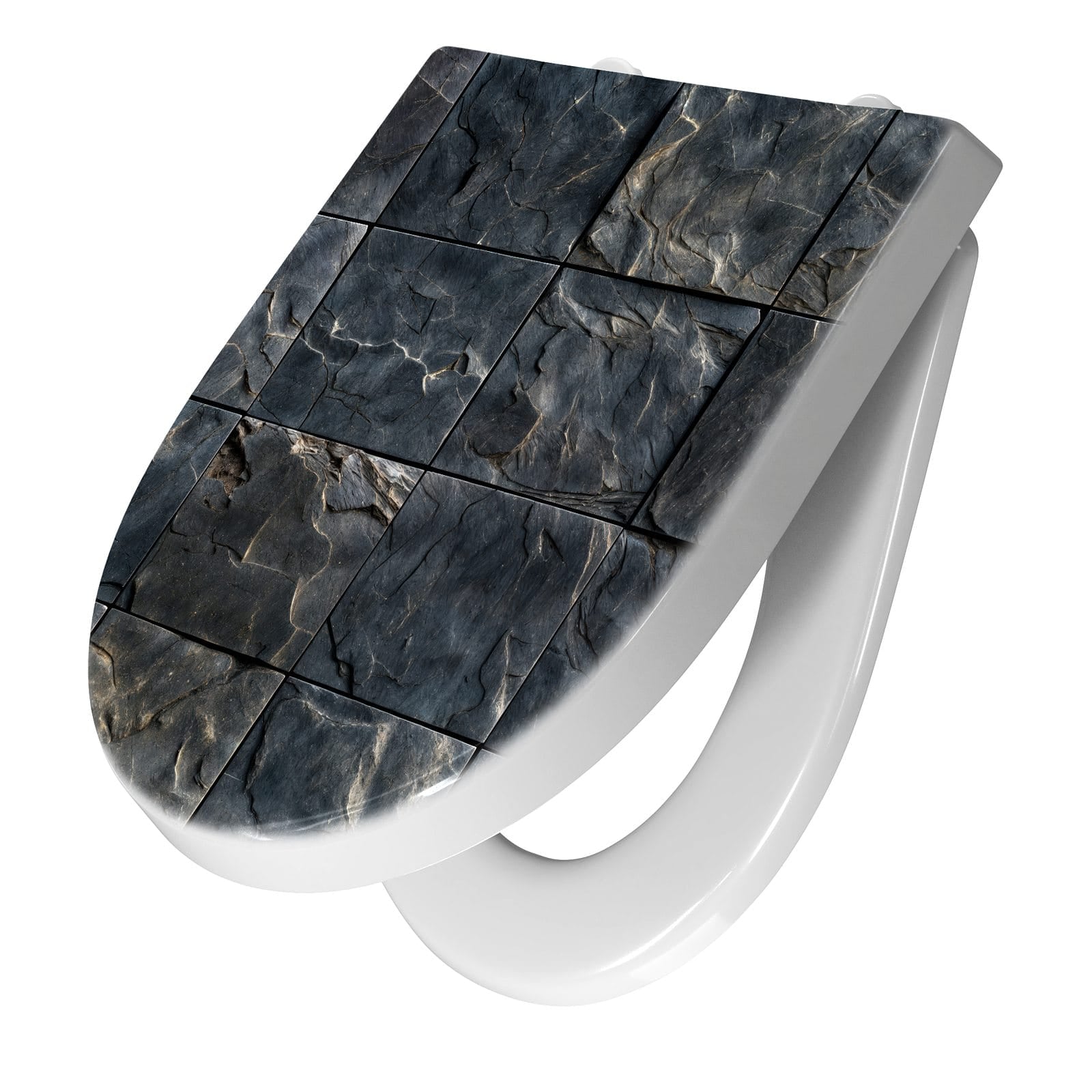 WC-Sitz mit Absenkautomatik Schieferfliesen