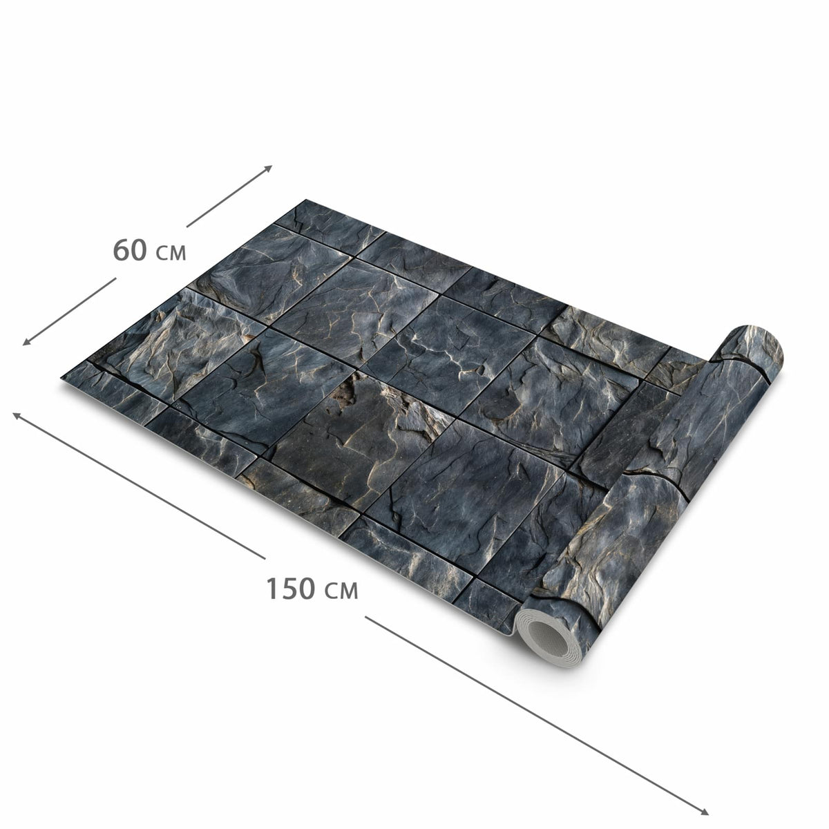 UV-beständiger Küchenvorleger mit Motiv Schieferfliesen in der Größe 80x250 cm