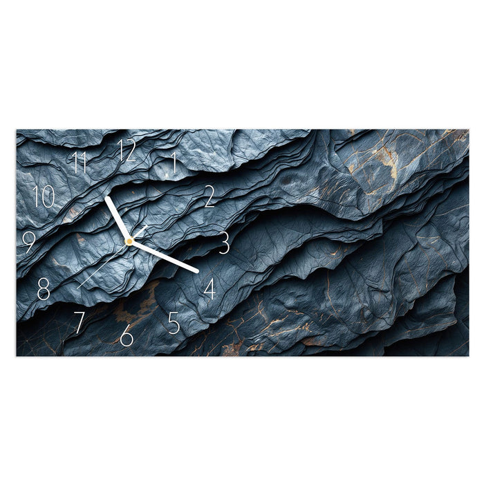Wanduhr Gefaltete Texturen aus Glas – Querformat 60 × 30 cm mit Ziffernblatt Elegant