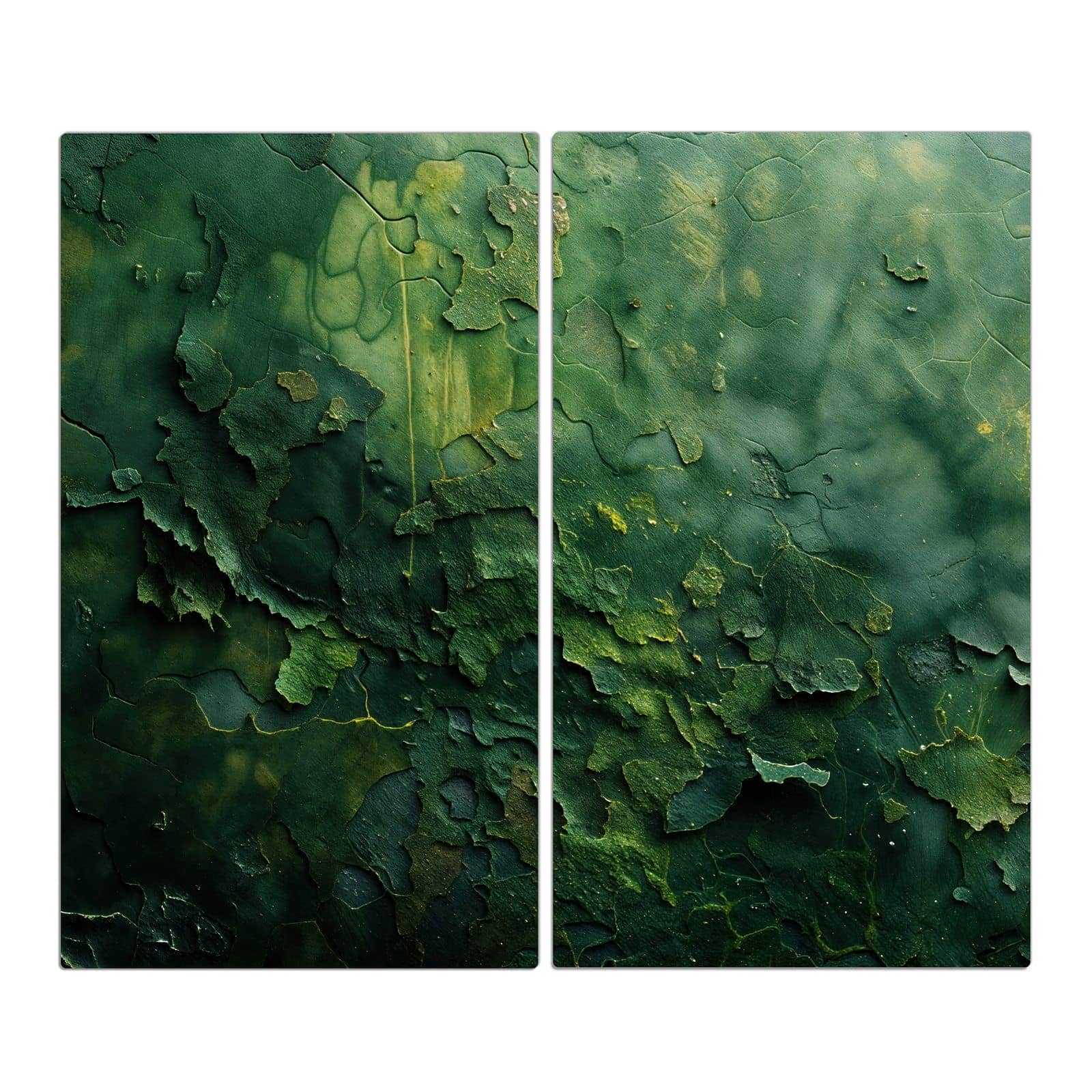 2-teilige Herdabdeckplatte für Ceranfeld mit Verwitterte Holzoberfläche-Motiv in der Frontansicht #grösse_2-Teilig (60x52cm)
