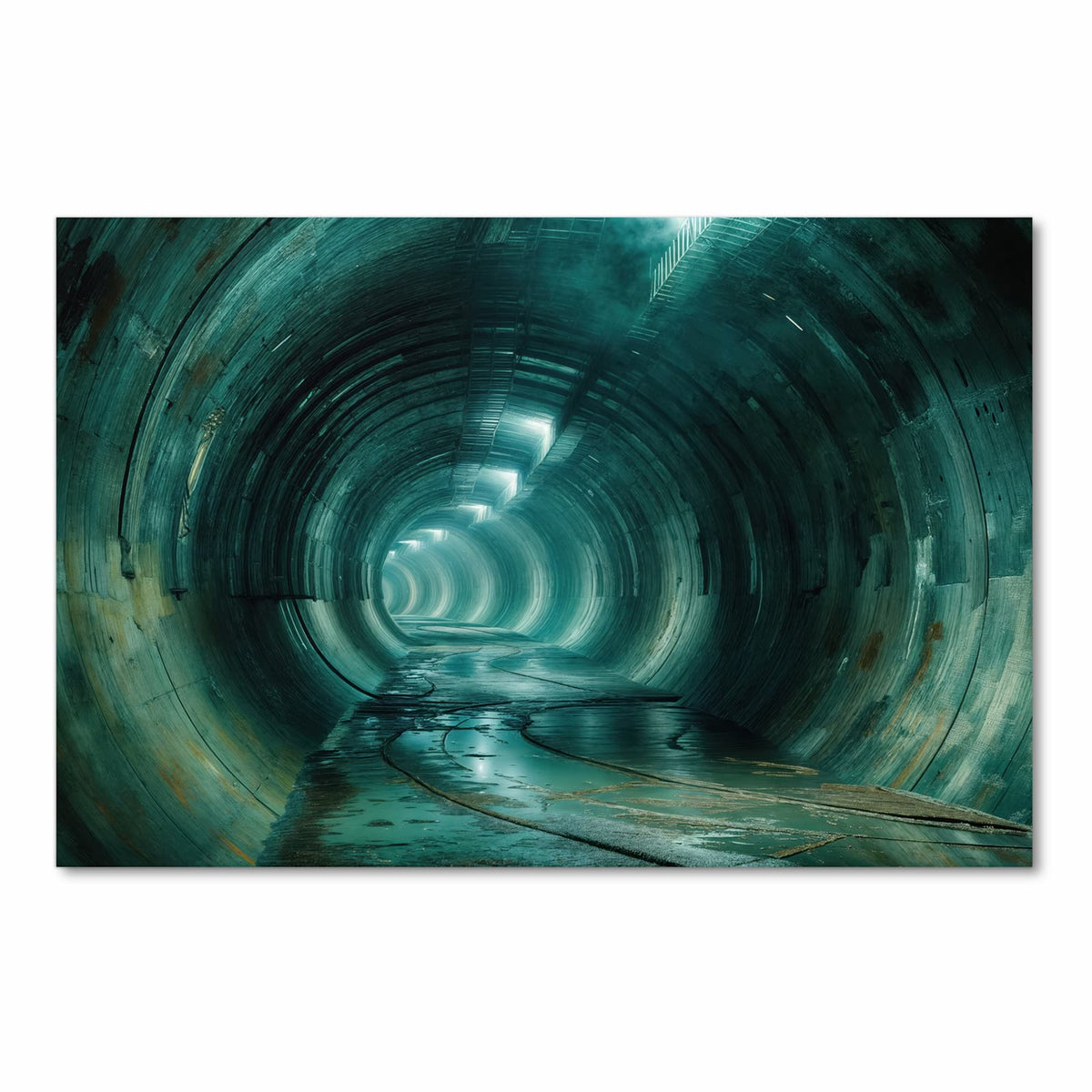 Fleckenresistenter großer Küchenteppich mit Motiv Verlassener Tunnel in Frontansicht