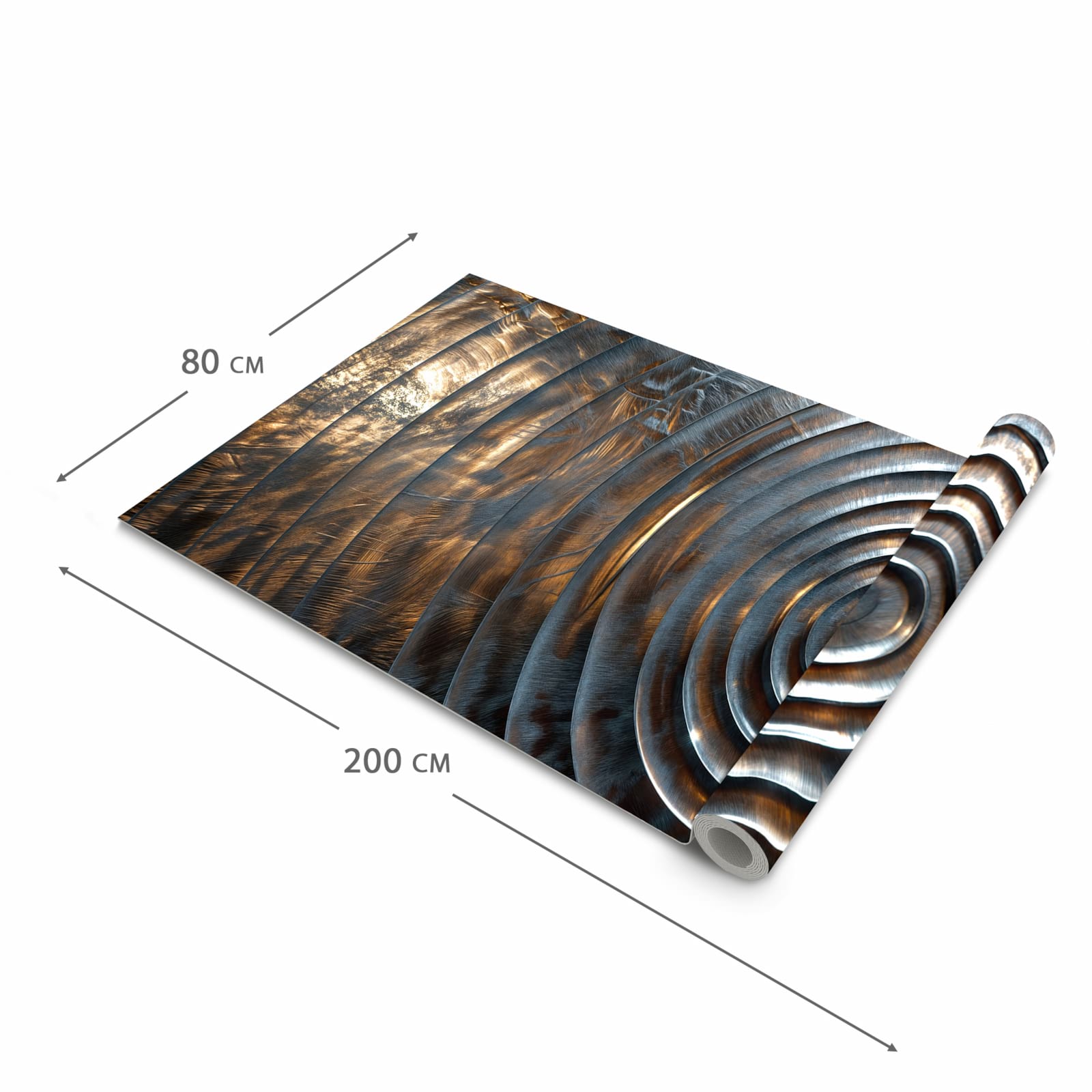 Zeitsparender Küchenteppich mit Motiv Metallische Spiralen in der Grösse 60x90 cm