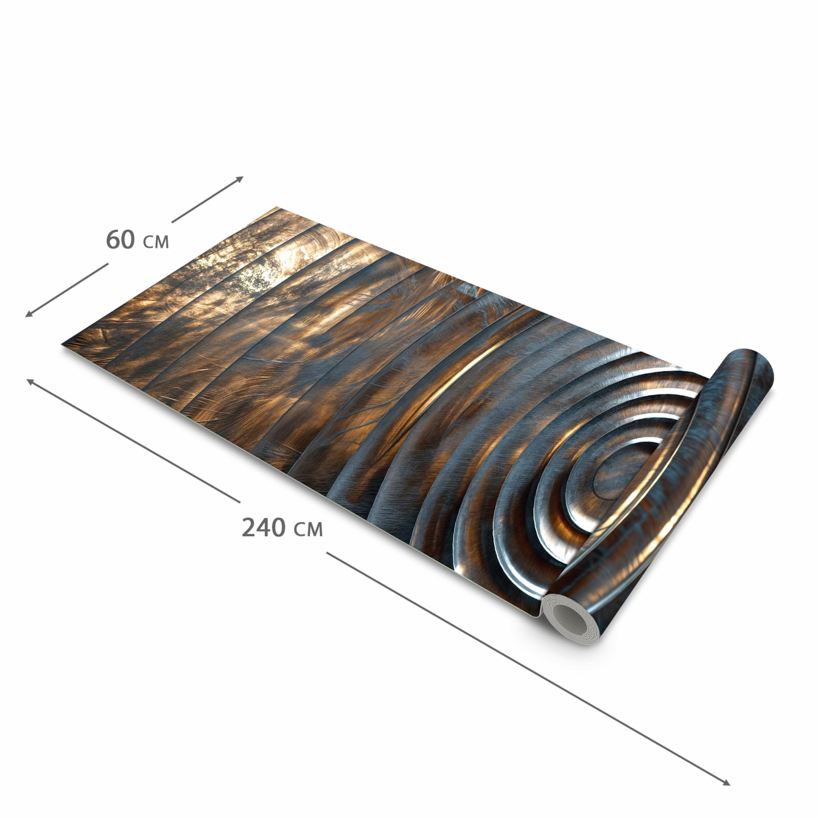 Bodenschonender Küchenteppich mit Motiv Metallische Spiralen in der Grösse 60x90 cm