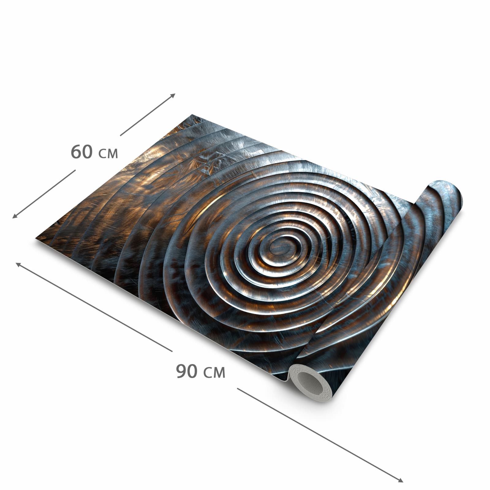 Küchenteppich mit Motiv Metallische Spiralen in der Grösse 60x90 cm für sichere Aufbewahrung