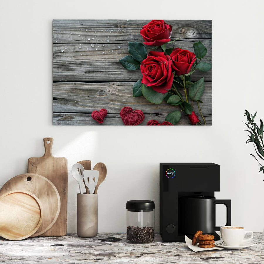 Maße Metall Magnettafel - Drei Rosen mit Herzen