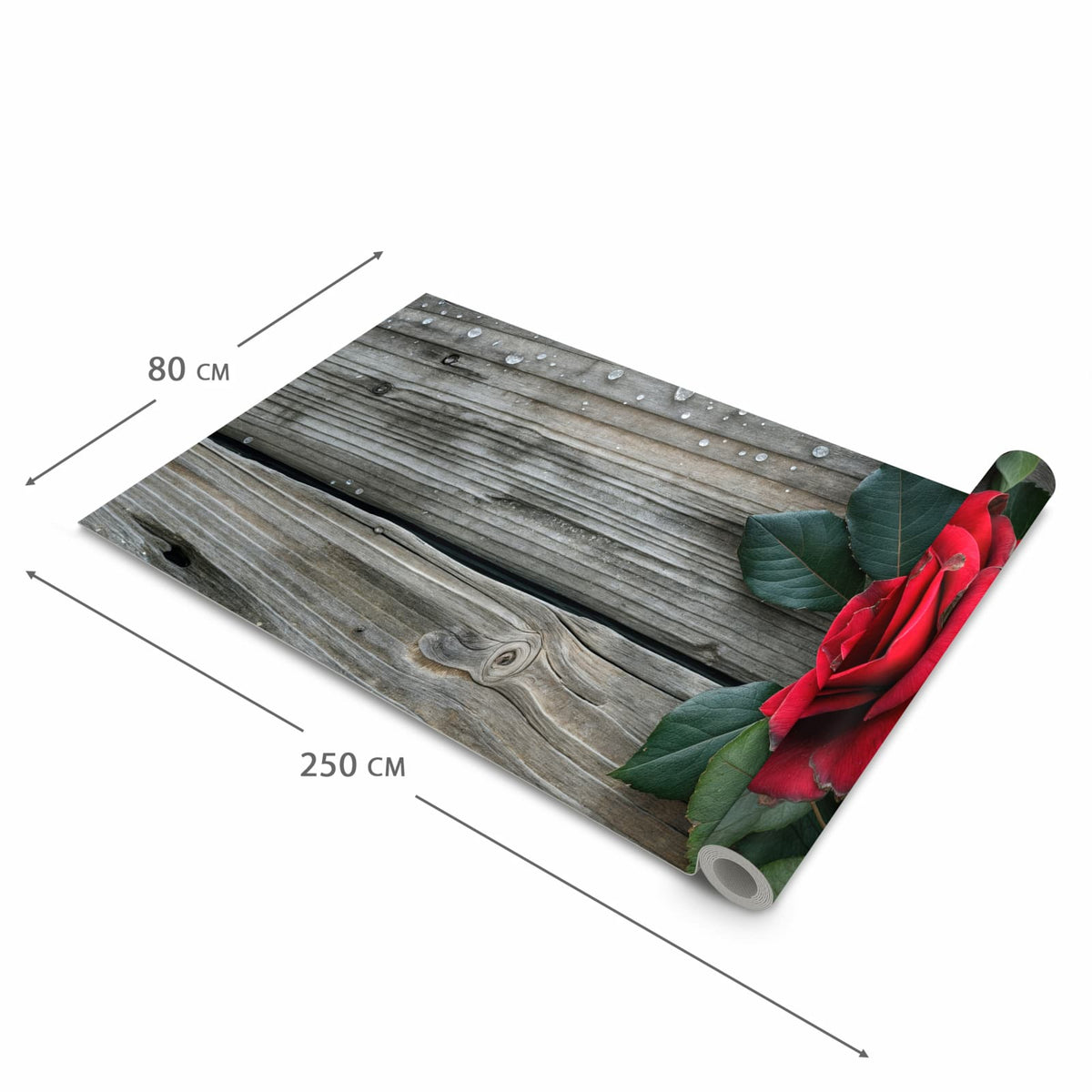 UV-beständiger waschbarer Küchenteppich mit Motiv Romantische Rosenherzen in der Größe 60x300 cm