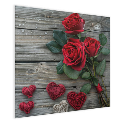 Magnettafel mit dem Motiv Drei Rosen mit Herzen