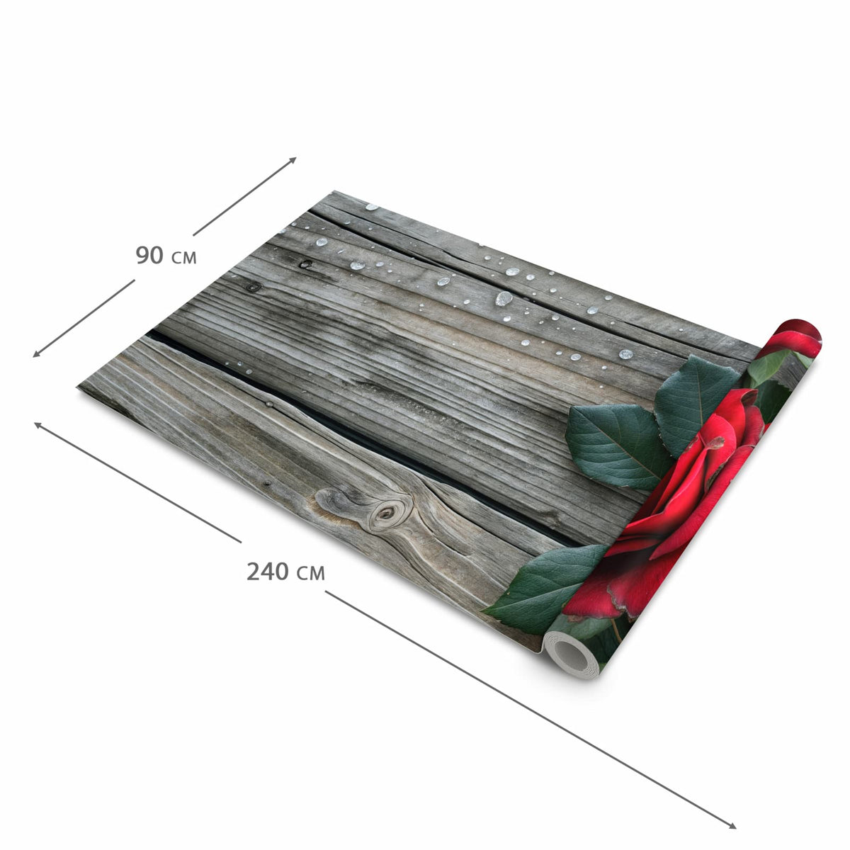 Schmutzabweisender Küchenteppich mit Motiv Romantische Rosenherzen in der Größe 60x300 cm