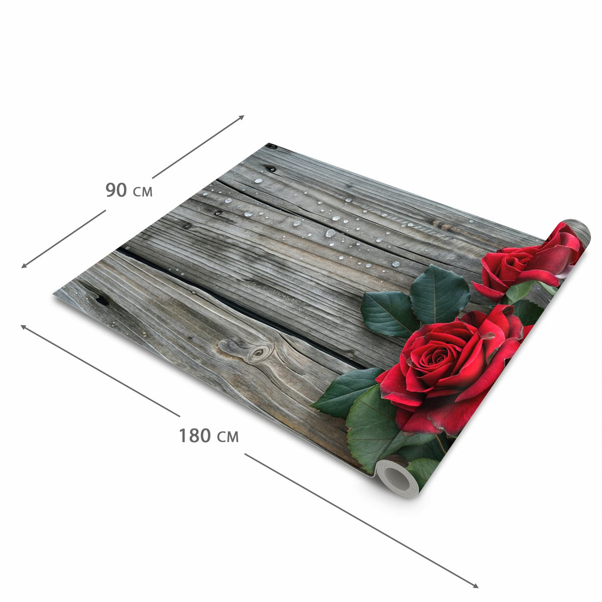 Fleckenresistenter waschbarer Küchenteppich mit Motiv Romantische Rosenherzen in der Grösse 60x300 cm
