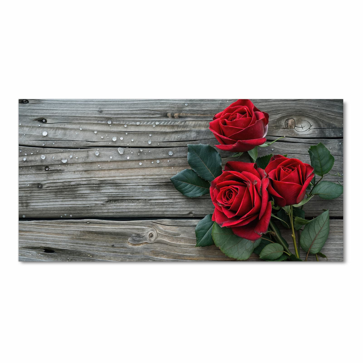 Abwaschbarer Küchenläufer mit Motiv Romantische Rosenherzen in Frontansicht für Ordnung