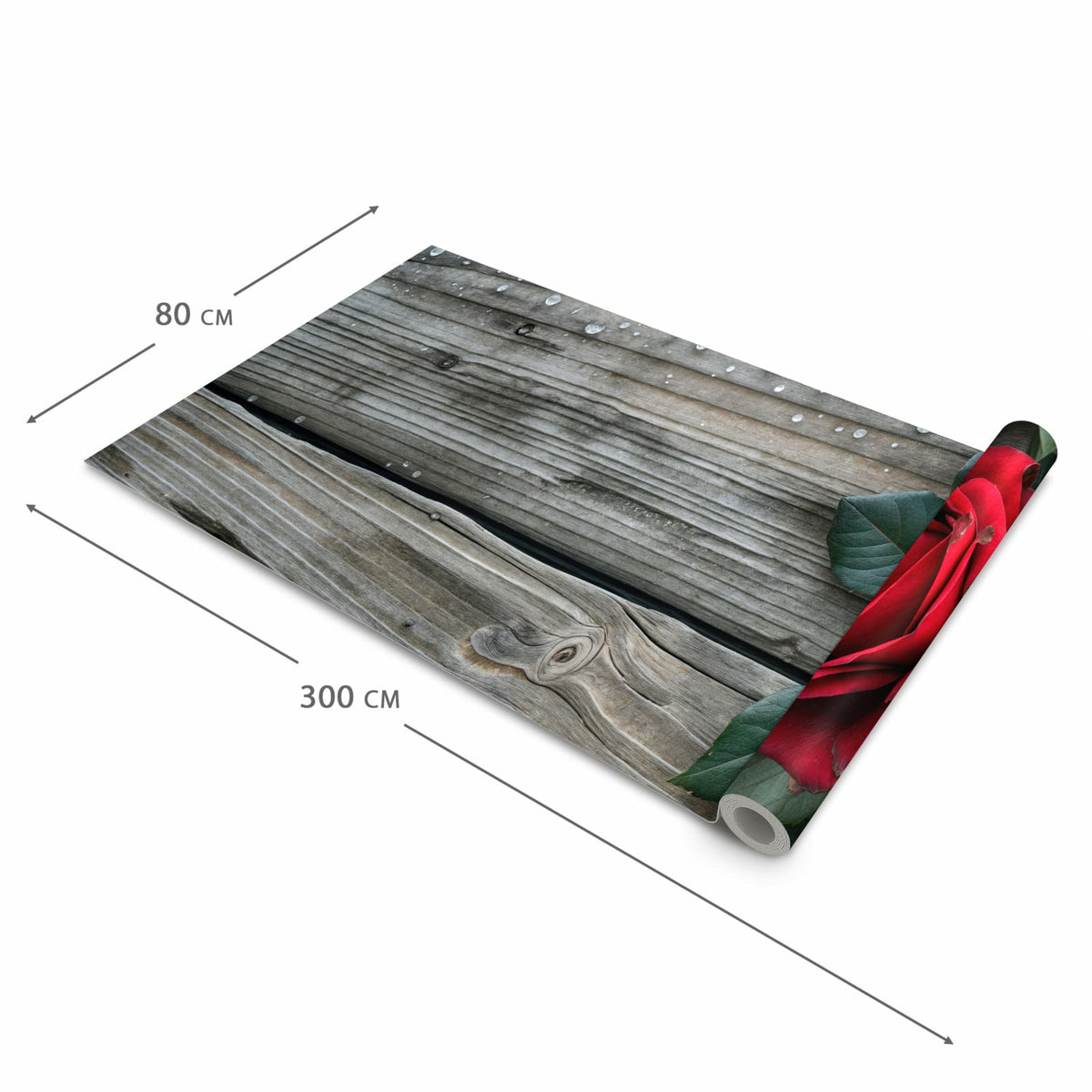 Wasserabweisender rutschfester Küchenteppich mit Motiv Romantische Rosenherzen in der Grösse 60x300 cm