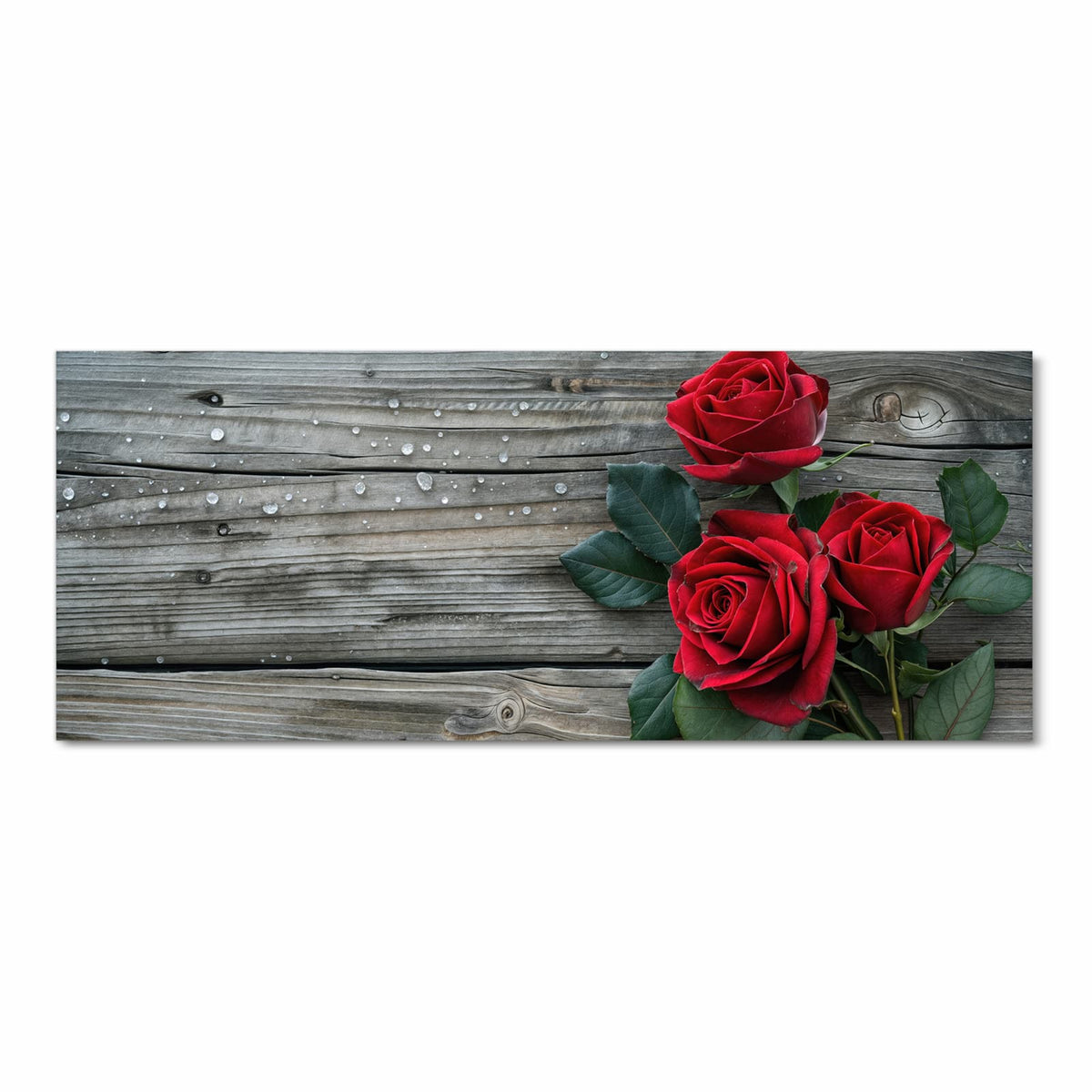 Bodenschonender abwaschbarer Küchenteppich mit Motiv Romantische Rosenherzen in Frontansicht