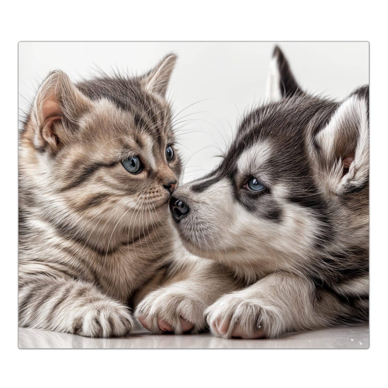 1-teilige Abdeckplatten für Ceranfeld mit Kätzchen und Welpe-Motiv in der Frontansicht #grösse_1-Teilig (60x52cm)