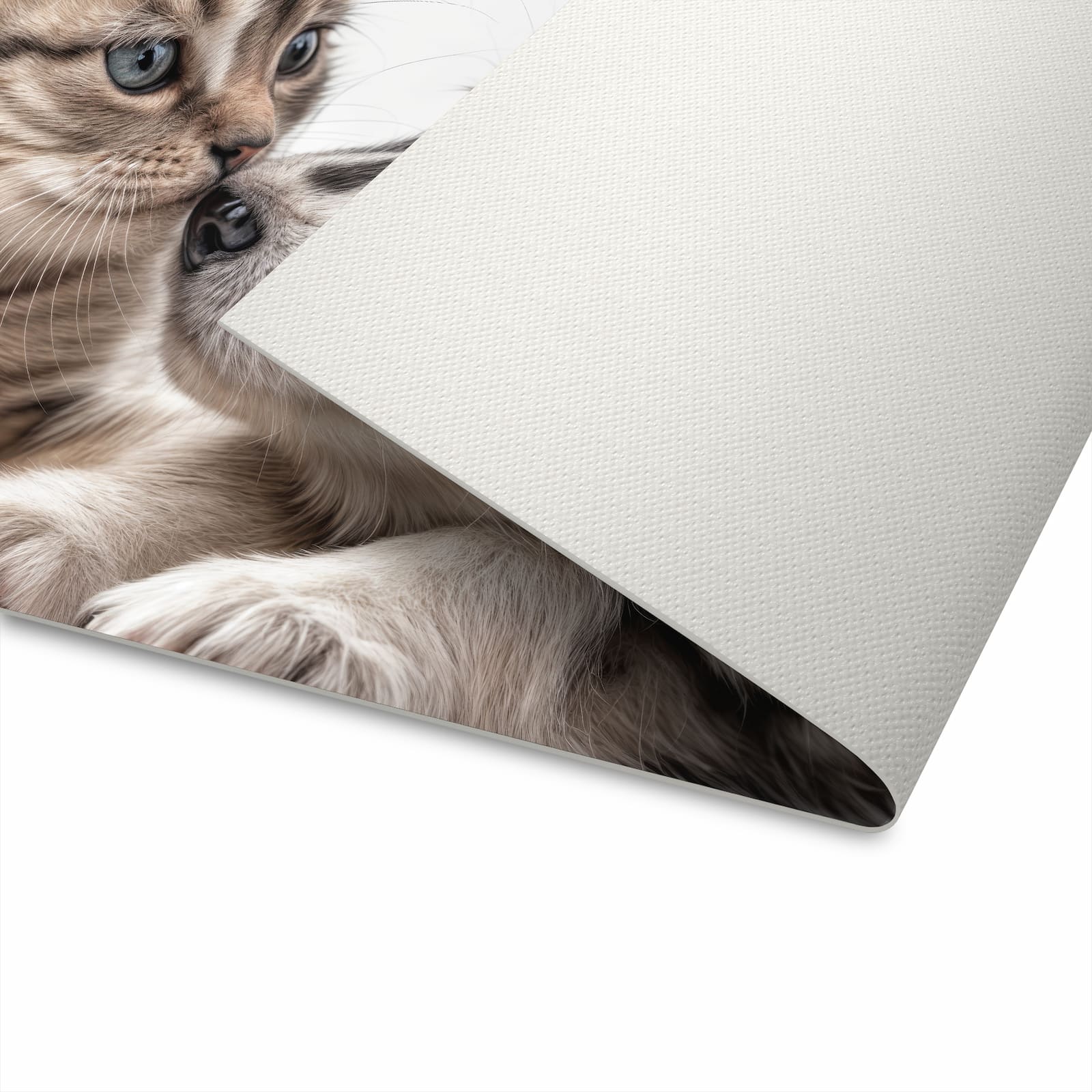 Hygienischer großer Küchenteppich mit Motiv Kätzchen und Welpe in der Unterseite