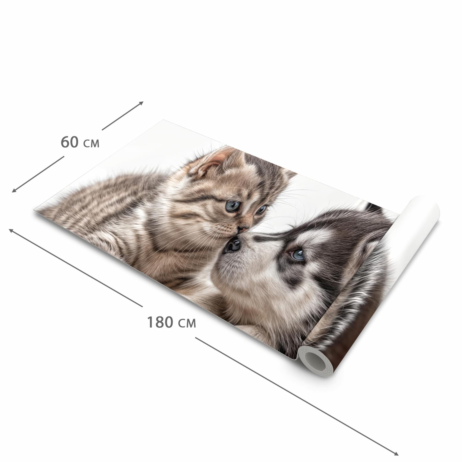 Komfortabler waschbarer Läufer für die Küche mit Motiv Kätzchen und Welpe in der Grösse 60x270 cm