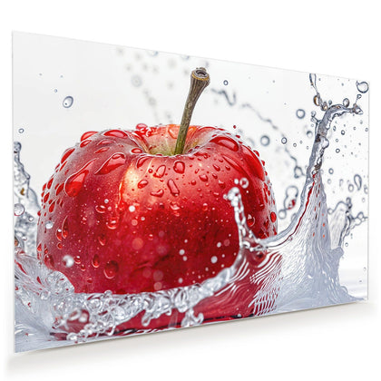 Wandbild mit dem Motiv Roter Apfel im Spritzer